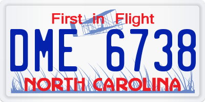 NC license plate DME6738