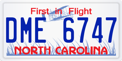 NC license plate DME6747