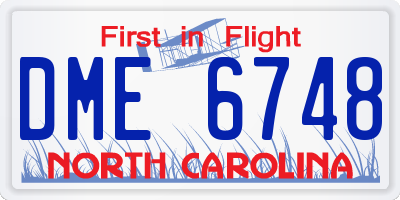 NC license plate DME6748