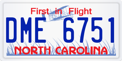 NC license plate DME6751