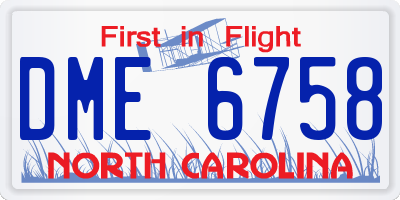 NC license plate DME6758