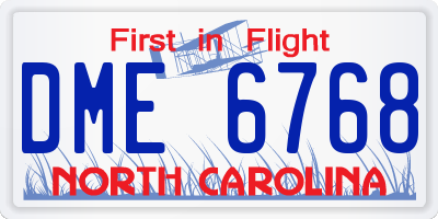 NC license plate DME6768