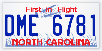 NC license plate DME6781