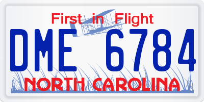 NC license plate DME6784