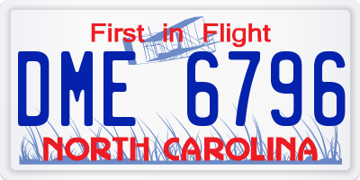 NC license plate DME6796