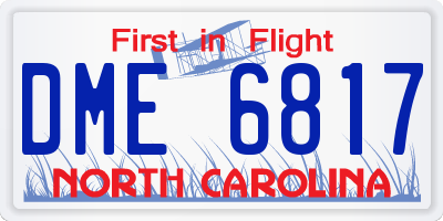 NC license plate DME6817