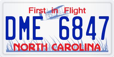 NC license plate DME6847