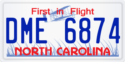 NC license plate DME6874