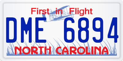 NC license plate DME6894