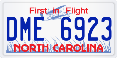 NC license plate DME6923