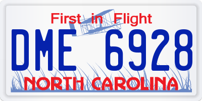 NC license plate DME6928