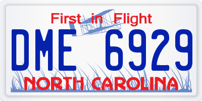 NC license plate DME6929