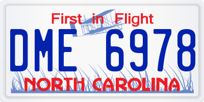 NC license plate DME6978