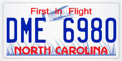 NC license plate DME6980
