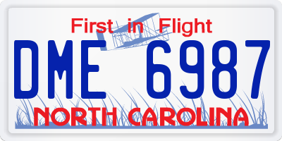 NC license plate DME6987