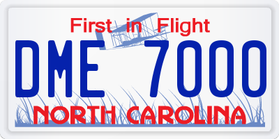 NC license plate DME7000