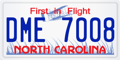 NC license plate DME7008