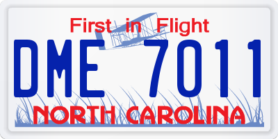 NC license plate DME7011