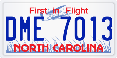 NC license plate DME7013