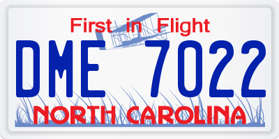 NC license plate DME7022