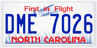 NC license plate DME7026