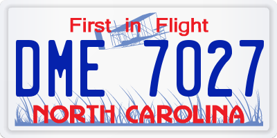 NC license plate DME7027