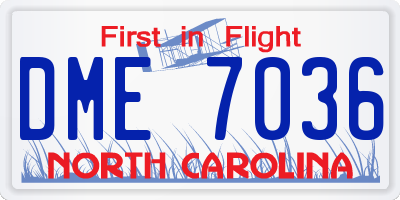 NC license plate DME7036