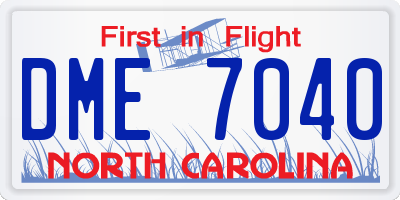 NC license plate DME7040