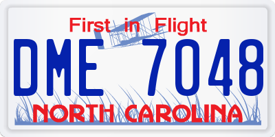 NC license plate DME7048