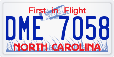 NC license plate DME7058