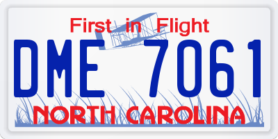 NC license plate DME7061