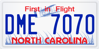 NC license plate DME7070