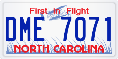 NC license plate DME7071