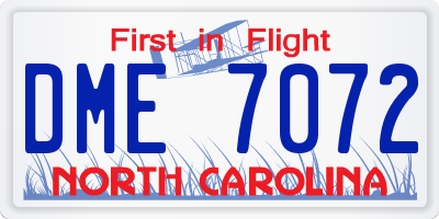 NC license plate DME7072