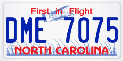 NC license plate DME7075