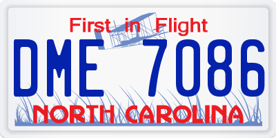 NC license plate DME7086