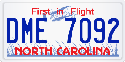 NC license plate DME7092
