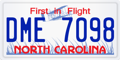NC license plate DME7098