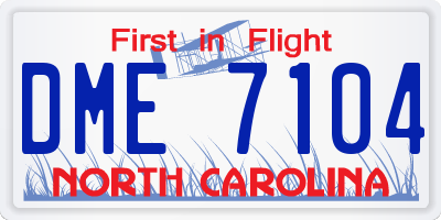 NC license plate DME7104