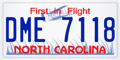 NC license plate DME7118