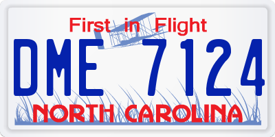 NC license plate DME7124