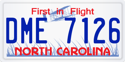 NC license plate DME7126