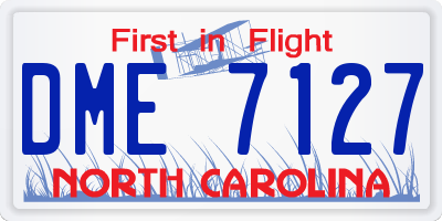 NC license plate DME7127