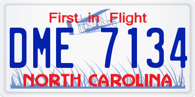 NC license plate DME7134