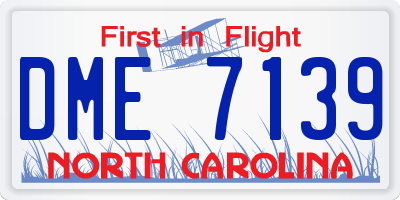 NC license plate DME7139