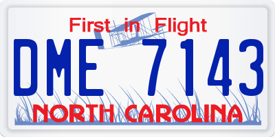 NC license plate DME7143