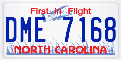 NC license plate DME7168