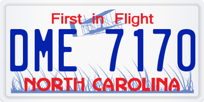NC license plate DME7170