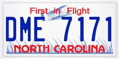 NC license plate DME7171