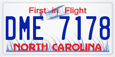 NC license plate DME7178